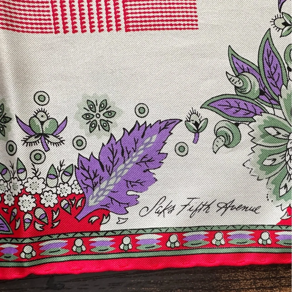SAKS Fifth Avenue Paisley Checkered Floral Scarf